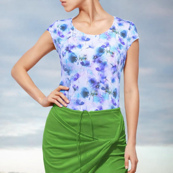 Flowerprint T shirt in biologische katoenen jersey/ flower printed T shirt organic cotton