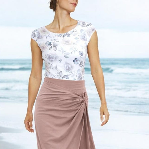 Flowerprint T shirt in biologische katoenen jersey/ flower printed T shirt organic cotton