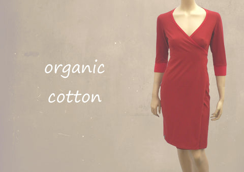 biologisch katoenen overslag jurkje  / organic cotton wrap dress,