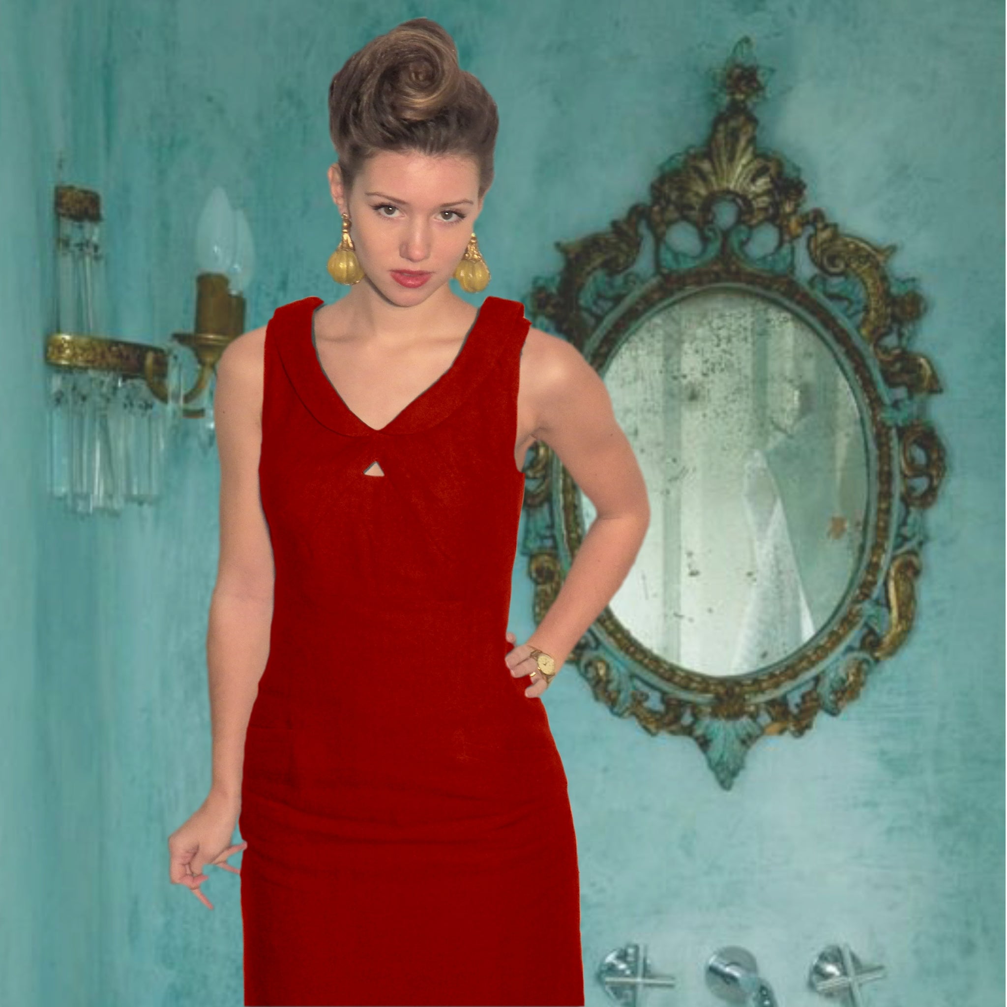 rode linnen jurk