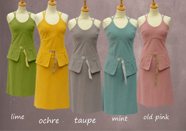 Strapless  linnen zomer jurk met losse heupriem, Strapless linen summer dress with separate belt