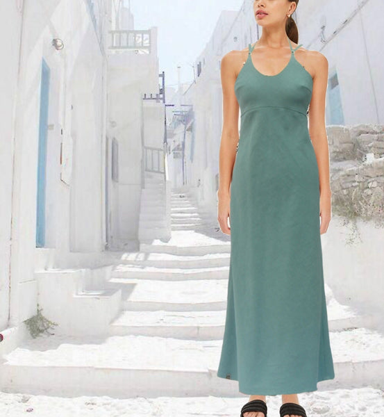 Strapless  linnen maxi jurk, Strapless linen summer dress