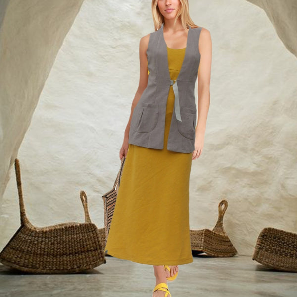Strapless  linnen maxi jurk, Strapless linen summer dress