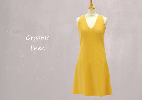 Linnen zomer jurk met V hals, Linen summer dress with V neck