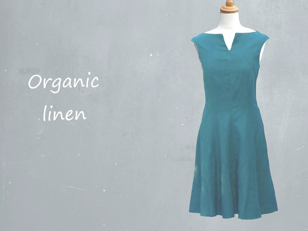 linnen jurkje met zwierige rok / organic linen swing dress,