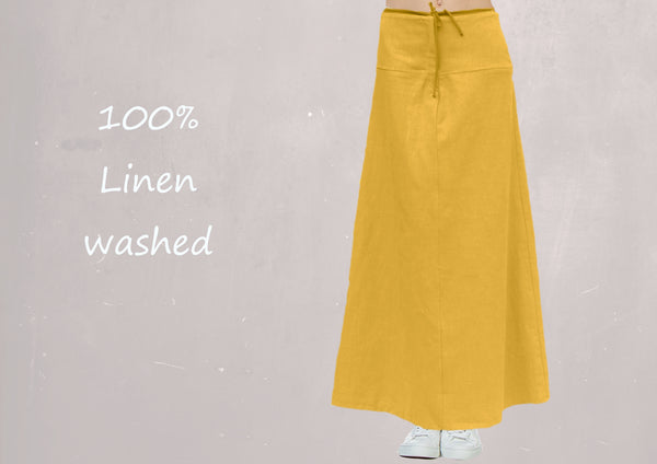 Maxi rok van gewassen linnen,  maxi skirt made of washed linen