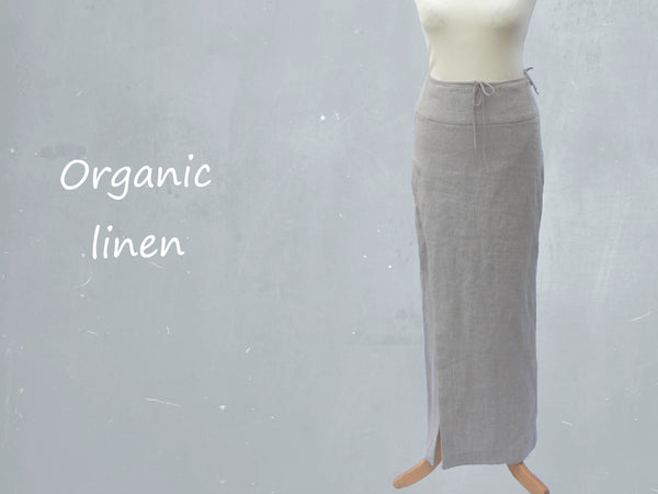 Linnen maxi kokerrok met lange loopsplit / Linen maxi pencil skirt with slit