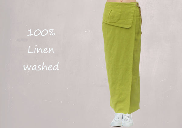 maxi overslag rok van gewassen linnen,  maxi wrap skirt made of washed linen