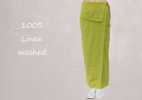 maxi overslag rok van gewassen linnen,  maxi wrap skirt made of washed linen