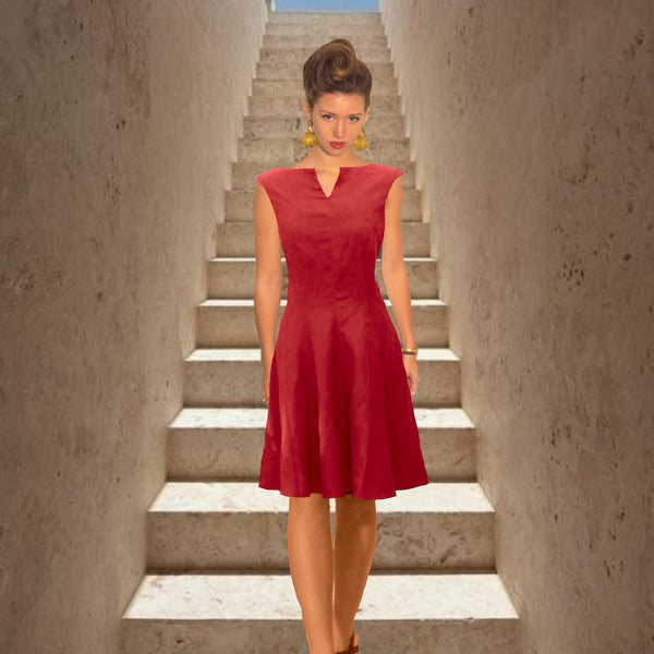red linen dress