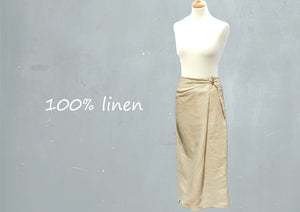 lange wrap rok in linnen /maxi linen wrap skirt