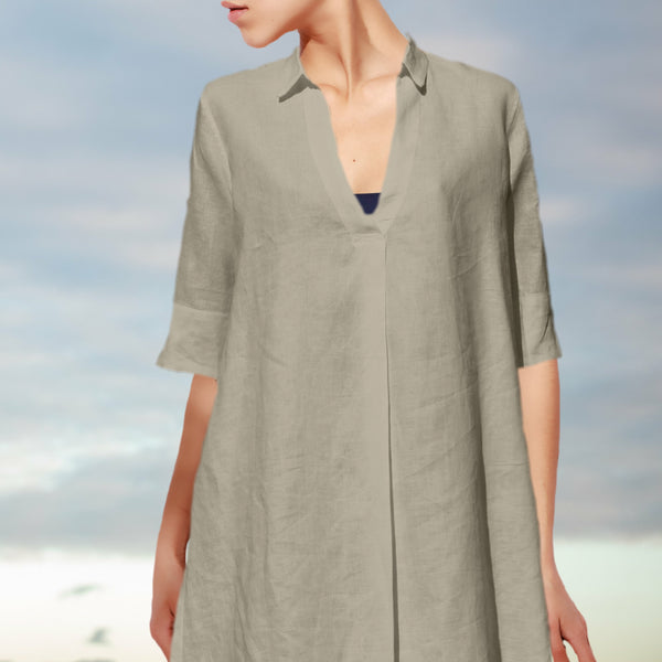 linnen A-lijn blouse-jurk / linen A-line blouse-dress