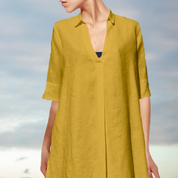 Katoenen voile A-lijn blouse-jurk /cotton voile A-line blouse-dress