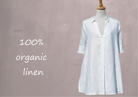 linnen A-lijn blouse-jurk / linen A-line blouse-dress
