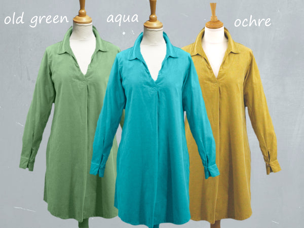 Babycord  A-lijn blouse-jurk / babycord  A-line blouse-dress