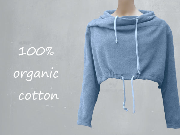korte sweater van katoenen fleece / short organic cotton fleece sweater