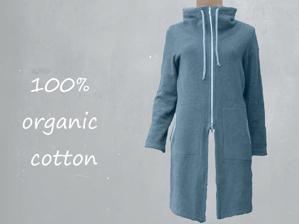 Lang jogging vest van katoenen fleece / long organic cotton fleece jogging jacket