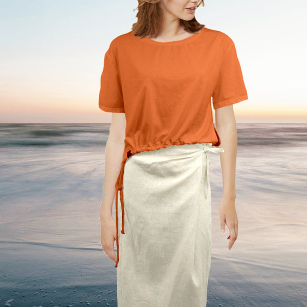 Cropped T shirt in linnen mix / Cropped  T shirt in linen mix