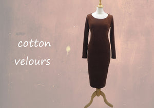 Basic velours kokerjurkje / Basic velvet pencil dress