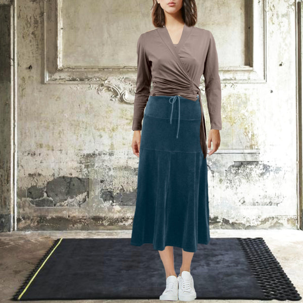 Midi rok in soepele nicky velours / Midi skirt in cotton velvet
