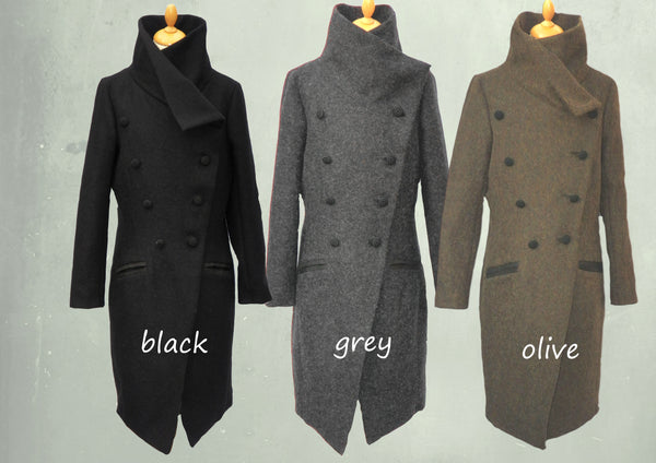 Stijlvolle lange wollen winter jas / Stylisch long wool winter coat
