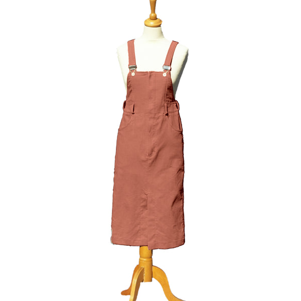 Overgooier rok van fijne ribcord/ Corduroy pinafore skirt
