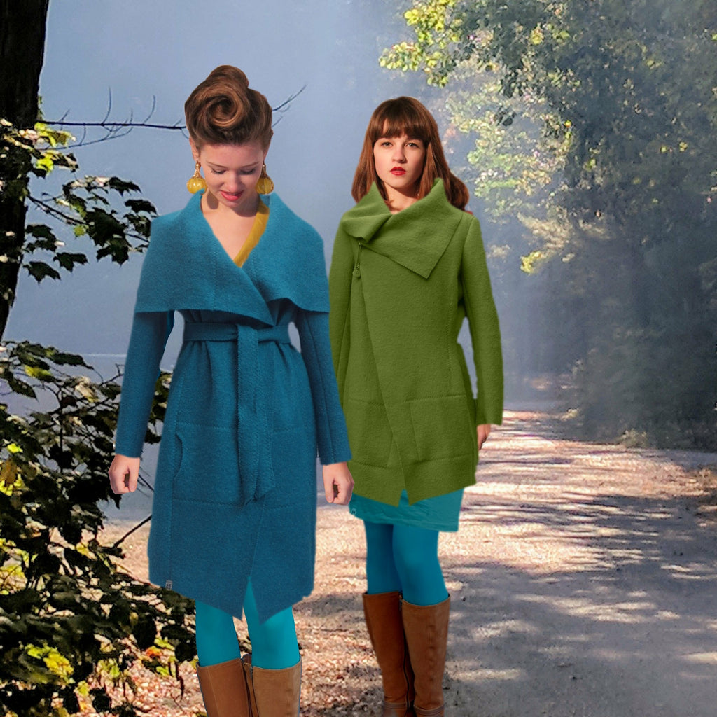 Trendy lange jas in wollen look met zakken en een ceintuur - donkerbruin Trendy lange jas in wollen look met zakken en een ceintuur - donkerbruin