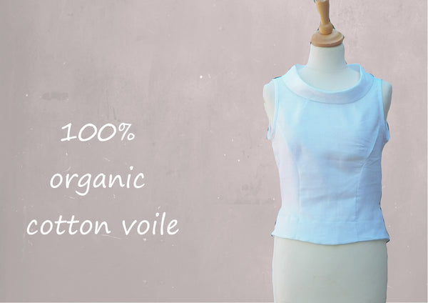 retro bloesje met boothals kraag van katoenen voile/ organic cotton retro summer blouse
